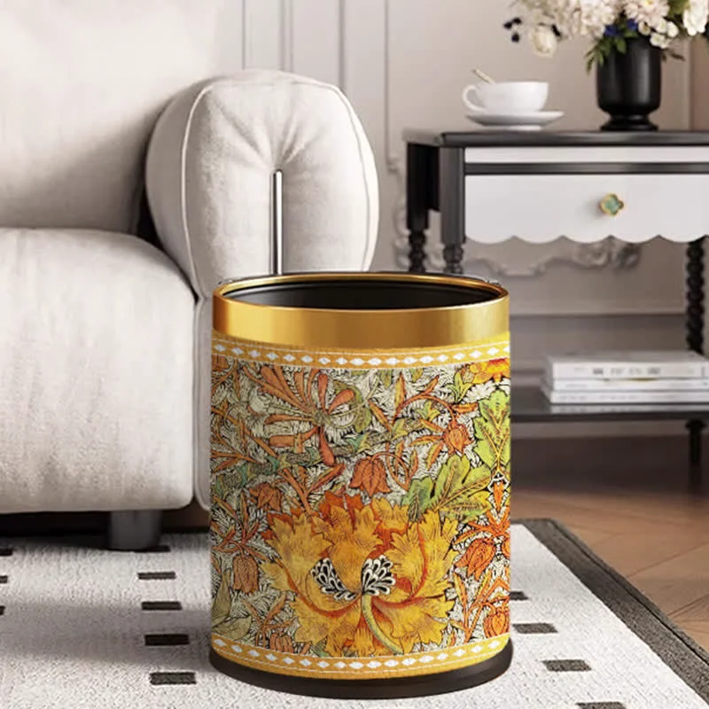 Secure Ownkoti Double Layer Durable Vintage Floral Trash Bin Original Design
