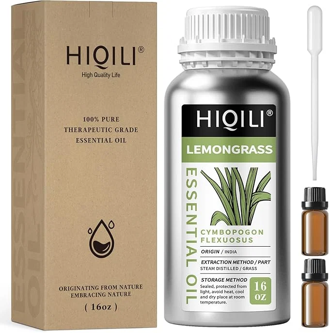 Original HIQILI 16 Fl Oz Lemongrass Essential Oil Pure Natural Undiluted Dependable