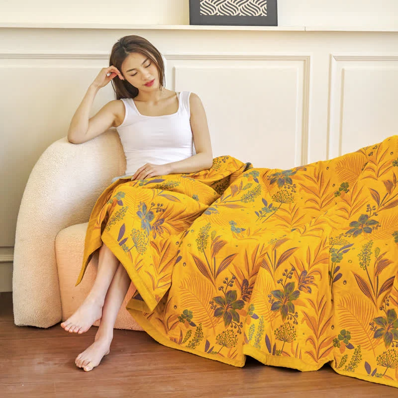 Proven Ownkoti Three Layer Cotton Gauze Comfy Floral Blanket Soft