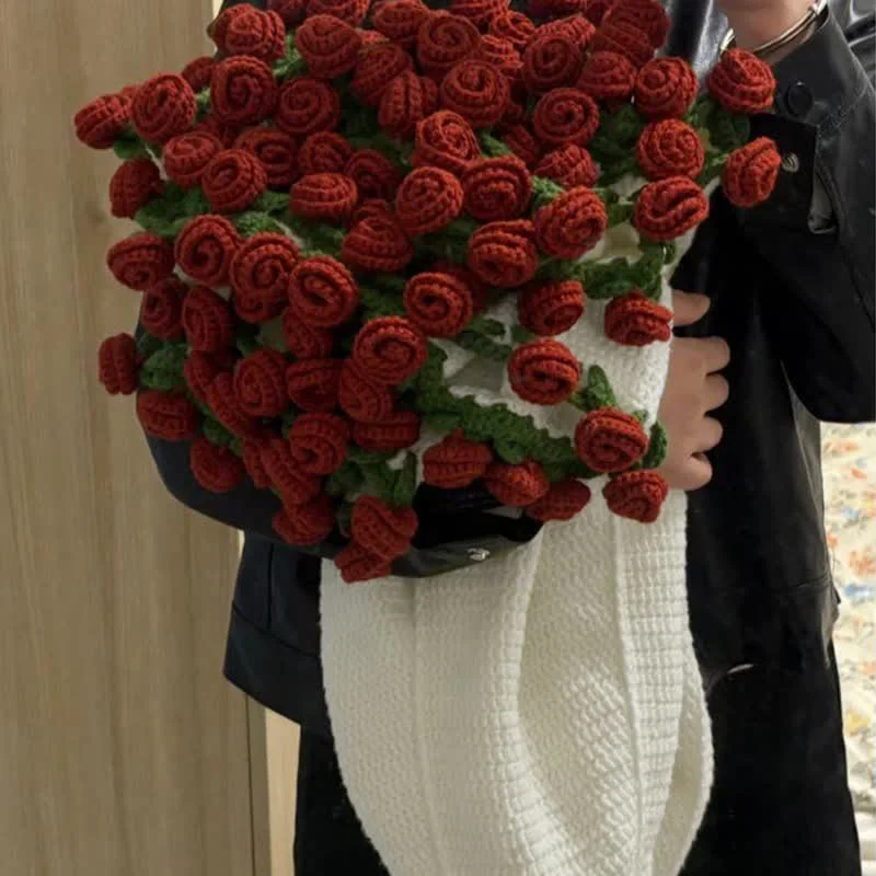 Healthy Ownkoti Handmade Crochet Rose Blanket Bouquet Luxury