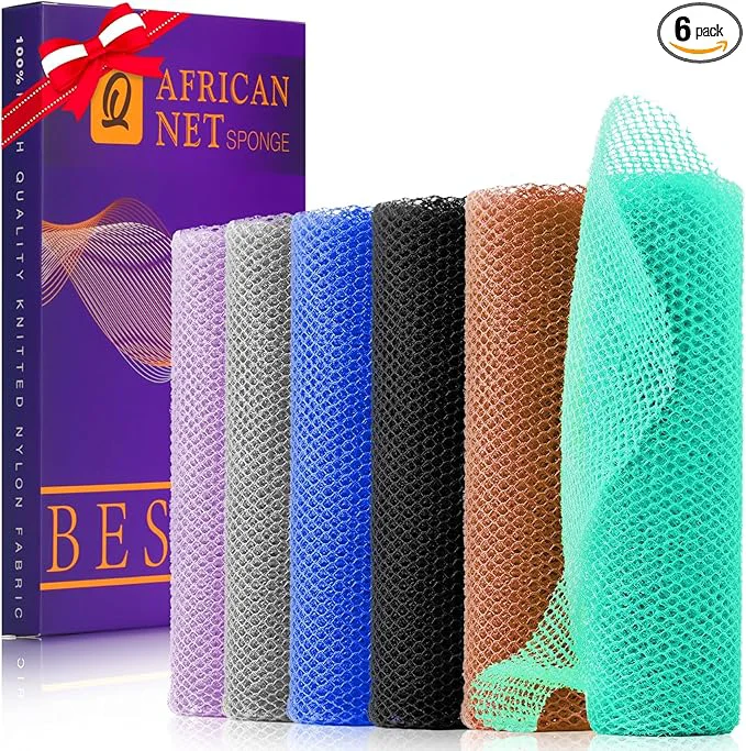 Long-Lasting UJFQBH 6 Pieces African Bath Sponge African Net Long Net Bath Sponge Stylish