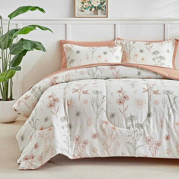 Convenient AIKASY Bed in a Bag 6 Pieces - Floral Print - Soft Microfiber Reversible Bed Comforter Set 1 Comforter 2 Pillow Shams 1 Flat Sheet 1 Fitted Sheet 1 Pillowcases Sea Green Twin Advanced