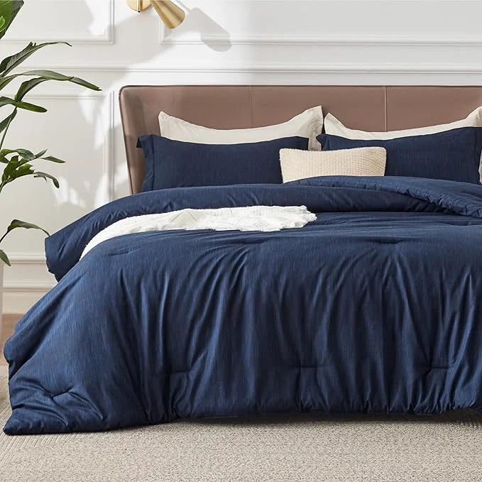 Traditional Bedsure King Size Comforter Set - Navy Soft Bedding for All Seasons Cationic Dyed Bed Set 3 Pieces 1 King Size Comforter 104 quot x90 quot and 2 Pillow Shams 20 quot x36 quot 2 quot Refined