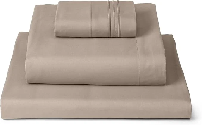 Artisan Mellanni Twin Sheets Set - 3 PC Iconic Collection Bedding - Hotel Luxury Extra Soft Cooling Bed Sheets - Wrinkle Fade Stain Resistant Twin Tan Fashionable