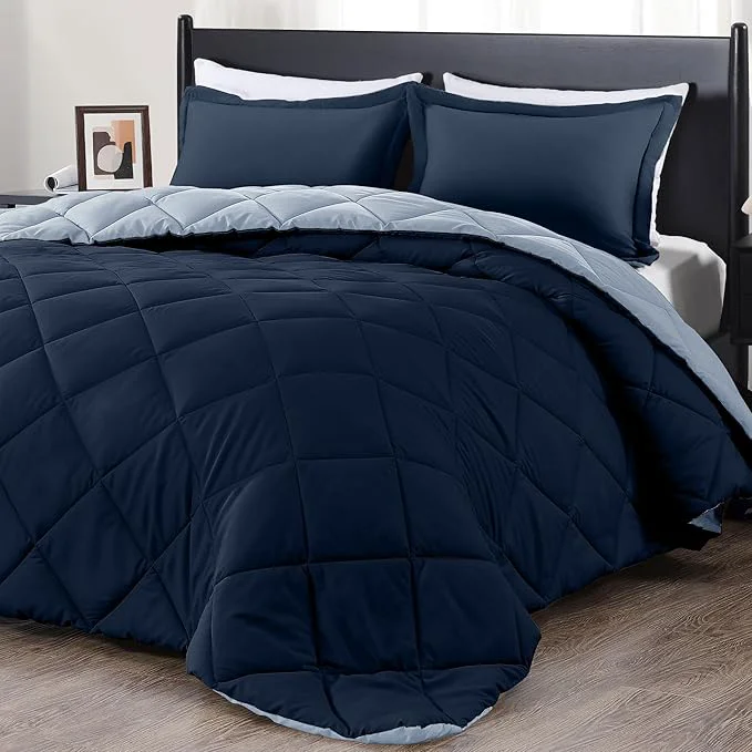 Expertly Made downluxe California King Comforter Set - Blue and Sapphire Cal King Comforter Set Soft Bedding Sets for All Seasons - 3 Pieces - 1 Comforter 104 quot x96 quot and 2 Pillow Shams 20 quot x36 quot Elegant