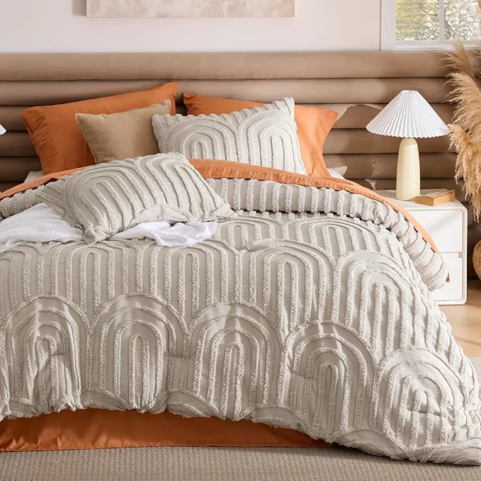 Trusted Bedsure Boho Tufted Beige Twin Twin XL Comforter GentleSoft™ 2 Pieces Boho Farmhouse Decor Bedding Arch Shabby Chic Bedding for All Seasons 1 Bed Comforter 1 Pillow Shams 68x88 Inches