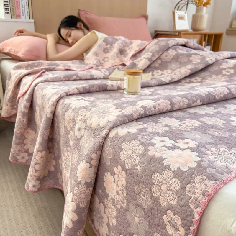 Premium Ownkoti Rural Flower Cotton Layers Gauze Reversible Coverlet Sophisticated
