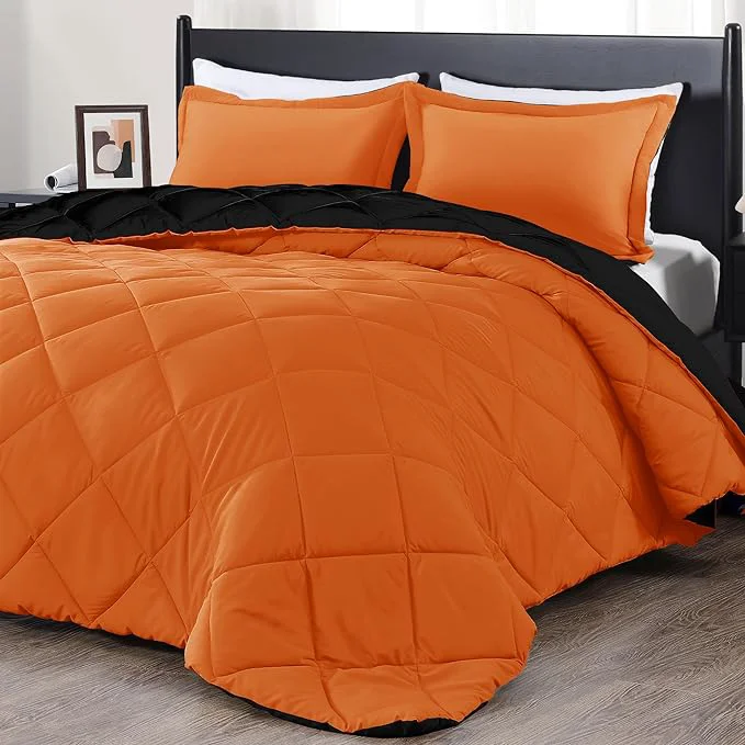 World-Class downluxe California King Comforter Set - Orange and Black Cal King Comforter Set Soft Bedding Sets for All Seasons - 3 Pieces - 1 Comforter 104 quot x96 quot and 2 Pillow Shams 20 quot x36 quot Quality