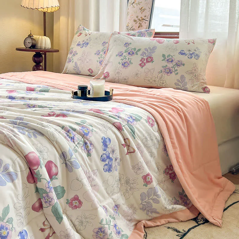 Authentic Ownkoti Elegant Floral Double Layer Gauze Summer Quilt Original Design
