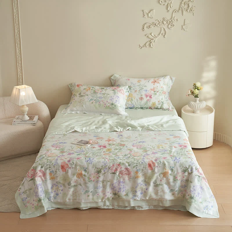 Luxury Ownkoti Pastoral Floral Soft Summer Bedding Set 4pcs Smooth