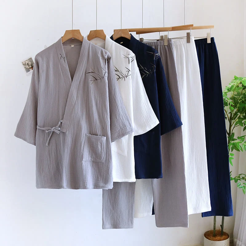 Exclusive Ownkoti Unisex Bamboo Jacquard Kimono Pajama Set Pure