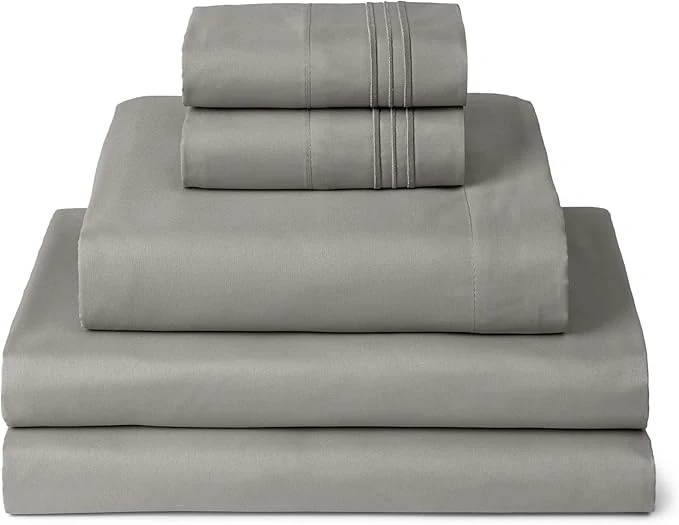 Green Mellanni Split King Sheets Set - 5 PC Iconic Collection Bedding - Hotel Luxury Extra Soft Cooling Bed Sheets - Wrinkle Fade Stain Resistant Split King Taupe Fine