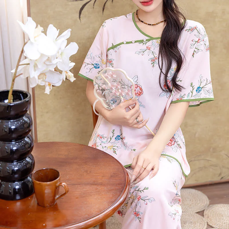 Top-Quality Ownkoti Rural Peony Summer Loungewear Set Expertly Made
