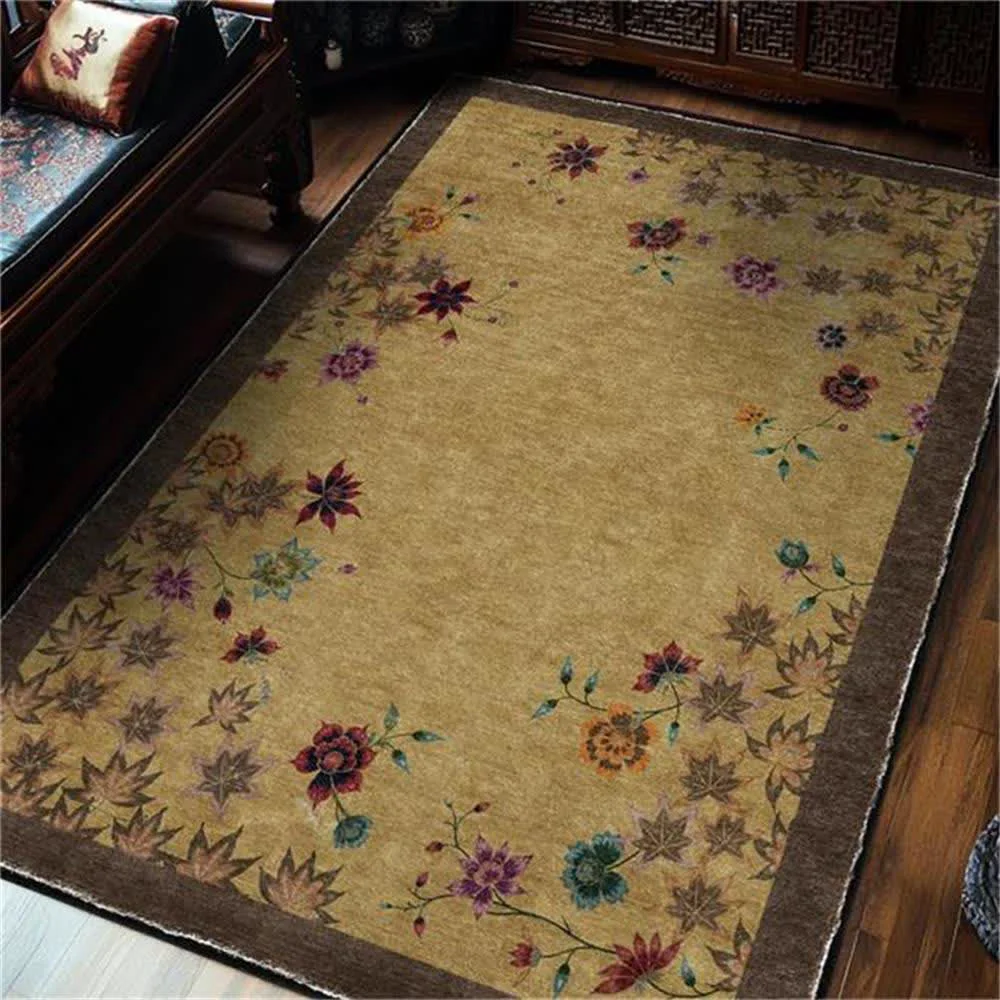 Original Design Ownkoti Floral Maple Leaf Anti-slip Indoor Outdoor Rug Green