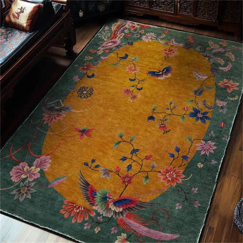 Environmentally Friendly Ownkoti Anti-slip Floral Bird Foldable Area Rug Functional