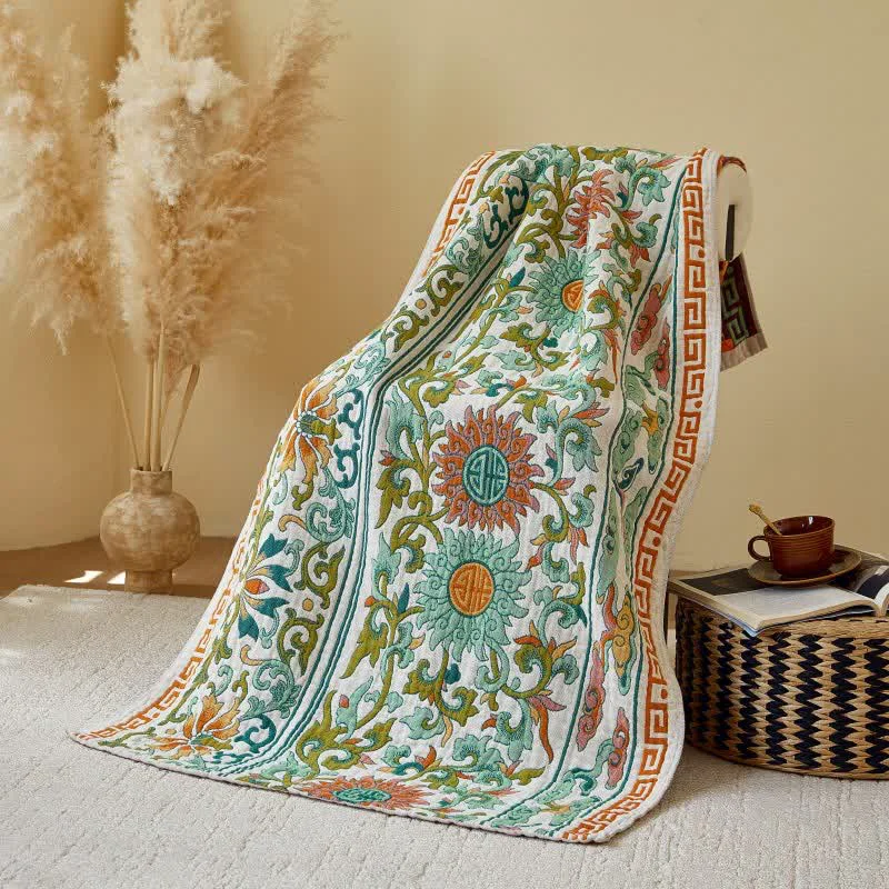 Innovative Ownkoti Retro Floral Pure Cotton Gauze Absorbent Bath Towel Expertly Made