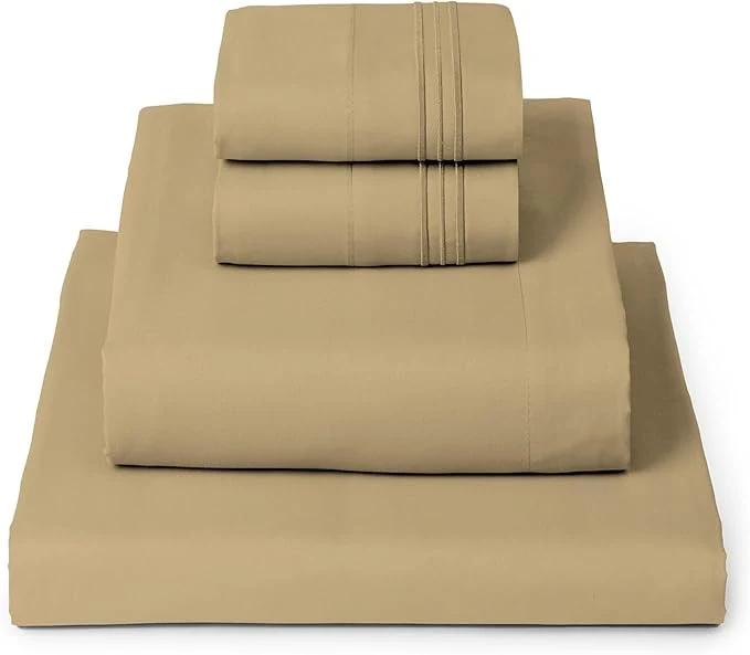 Responsible Mellanni King Sheets Set - 4 PC Iconic Collection Bedding - Hotel Luxury Extra Soft Cooling Bed Sheets - Wrinkle Fade Stain Resistant King Gold World-Class