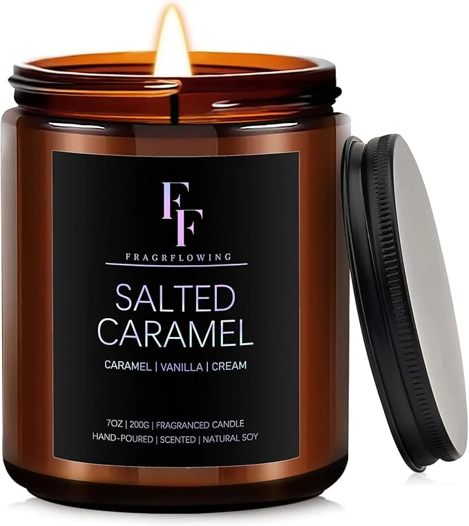Artisan Salted Caramel Scented Candle for Home Soy Wax Candle Aromatherapy Candle Gift Excellent
