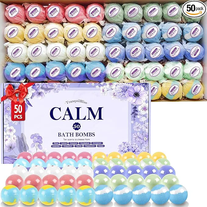 Recyclable TranquilBliss Bath Bombs Set 50 PCS Verified