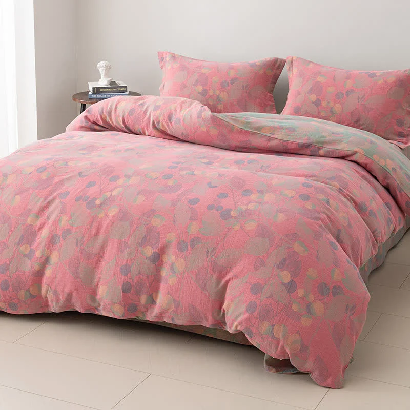 Artisan Ownkoti Reversible Cotton Gauze Pastoral Bedding Set 4PCS Reliable