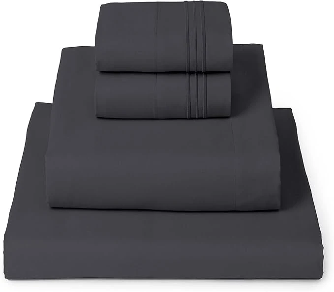 Professional Mellanni Full Sheets Set - 4 PC Iconic Collection Bedding - Hotel Luxury Extra Soft Cooling Bed Sheets - Wrinkle Fade Stain Resistant Full Charcoal Organic