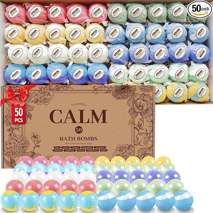 Sustainable TranquilBliss Bath Bombs Set 50 PCS Comfortable