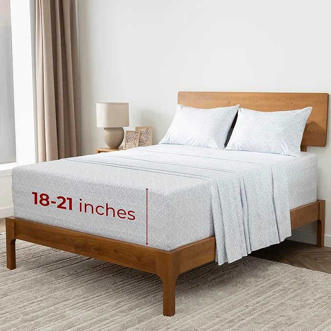 Fast Mellanni Extra Deep California King Sheets - 4 PC Iconic Collection Bedding - Luxury Ultra Soft Cooling Bed Sheets - Wrinkle Fade Stain Resistant Cal King Laced Sky Blue Official