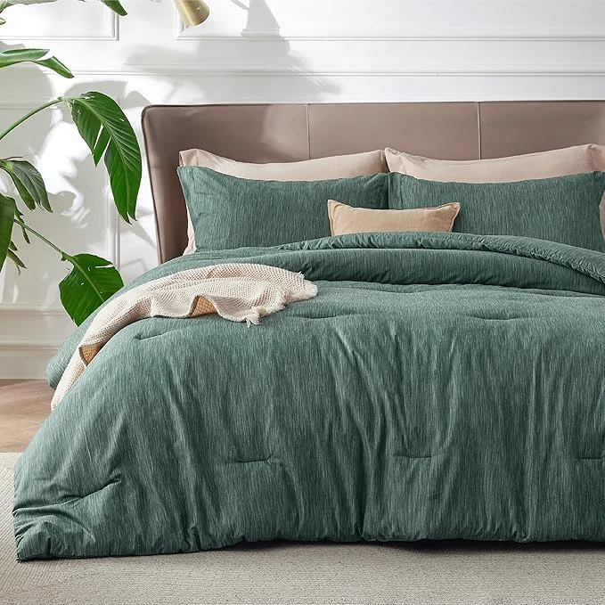 Specialty Bedsure King Size Comforter Set - Emerald Green Soft Bedding for All Seasons Cationic Dyed Bed Set 3 Pieces 1 King Size Comforter 104 quot x90 quot and 2 Pillow Shams 20 quot x36 quot 2 quot Natural