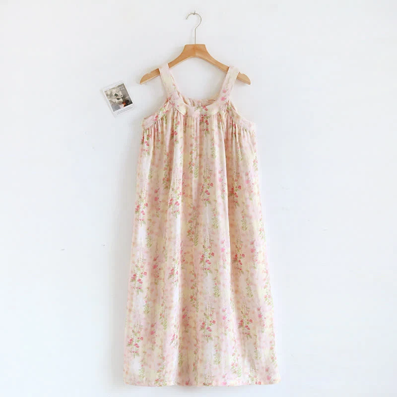 Comfortable Ownkoti Rose Print Bamboo Fiber Sleeveless Nightdress Refined