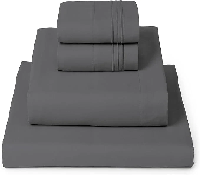 Exceptional Mellanni Queen Sheets Set - 4 PC Iconic Collection Bedding - Hotel Luxury Extra Soft Cooling Bed Sheets - Wrinkle Fade Stain Resistant Queen Gray Optimized