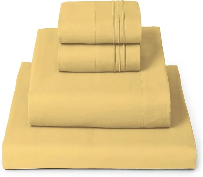 Outstanding Mellanni Queen Sheets Set - 4 PC Iconic Collection Bedding - Hotel Luxury Extra Soft Cooling Bed Sheets - Wrinkle Fade Stain Resistant Queen Yellow Fine Crafted