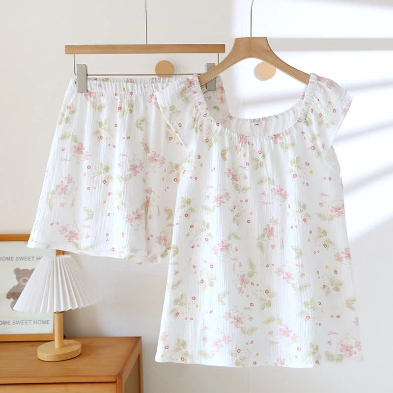 Original Design Ownkoti Cherry Blossom Flutter Sleeve Loungewear Set Detailed