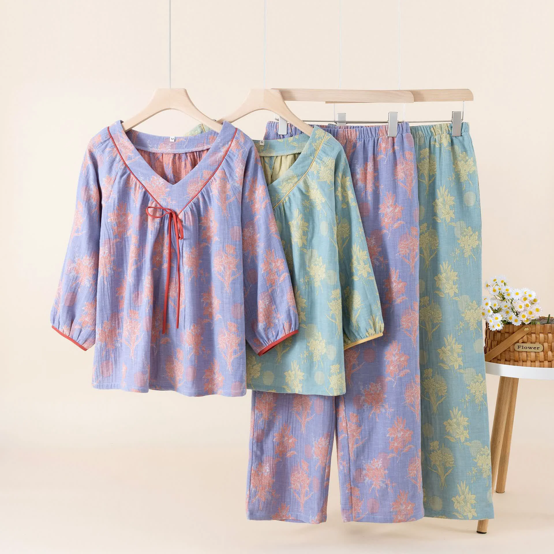 Next-Generation Ownkoti Oriental Lily Cotton Gauze Sleepwear Set Official