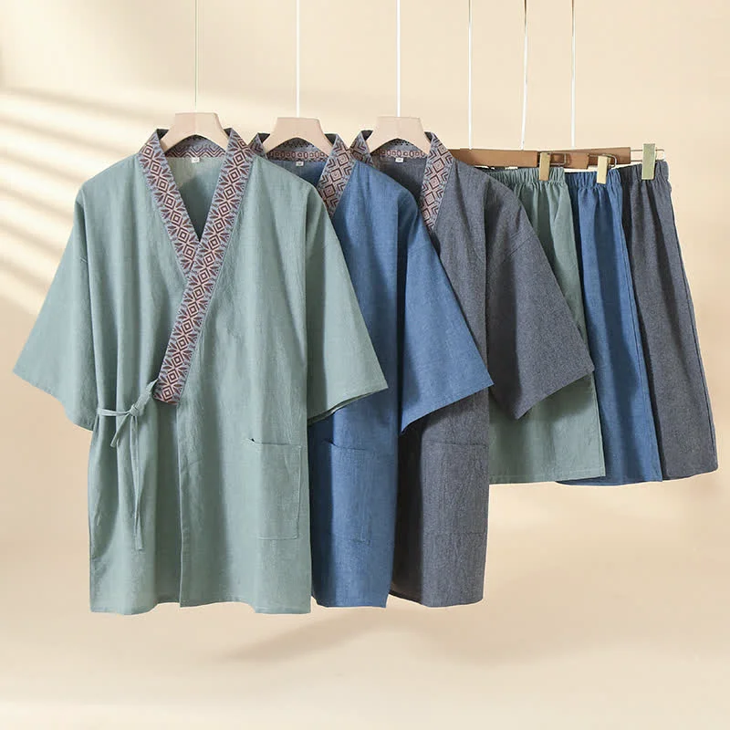 Stylish Ownkoti Solid Kimono Pajama with Geometric Collar Proven