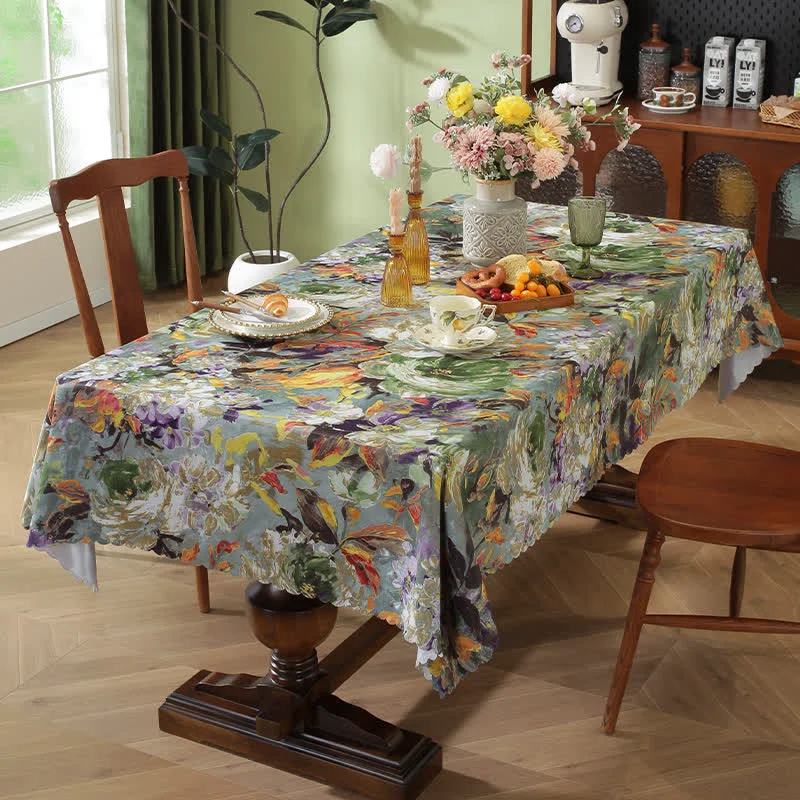 Trendy Ownkoti Pastoral Oil Painting Waterproof Tablecloth Elegant