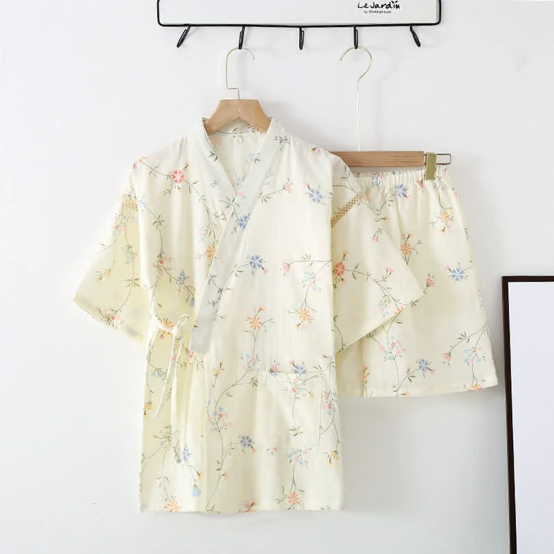 Fine Crafted Ownkoti Floral Cotton Gauze Kimono Loungewear Robe Sophisticated