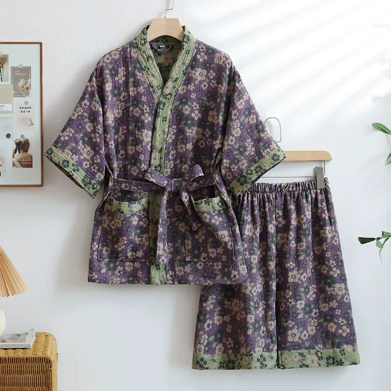 Artisan Ownkoti Unisex Cherry Blossom Cotton Kimono Loungewear Certified