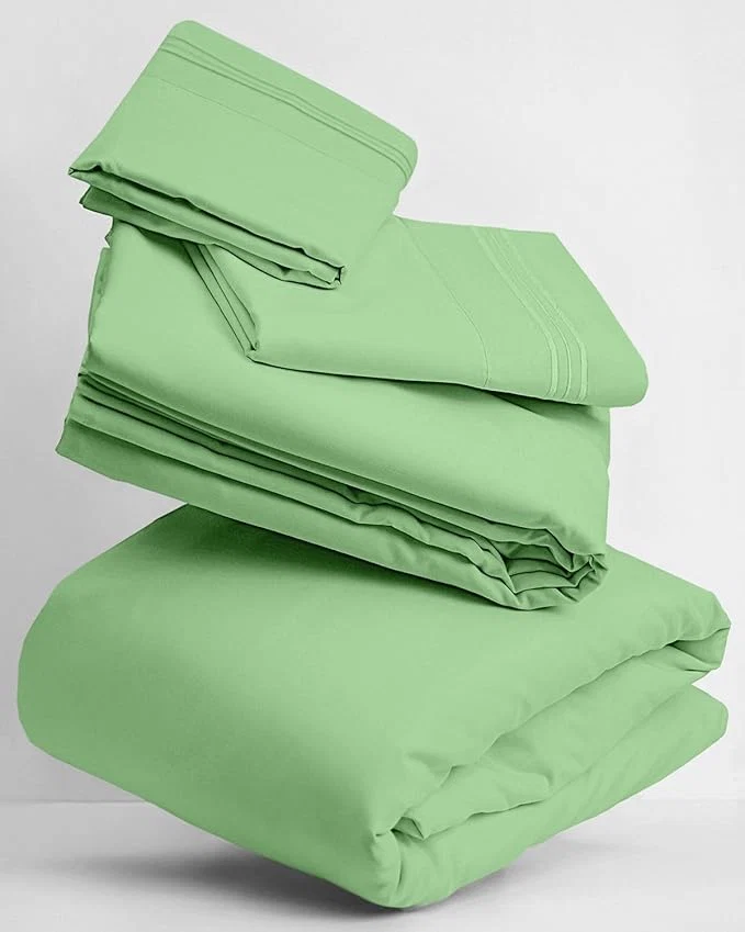 Innovative Mellanni Twin Sheets Set - 3 PC Iconic Collection Bedding - Hotel Luxury Extra Soft Cooling Bed Sheets - Wrinkle Fade Stain Resistant Twin Pistachio Classic