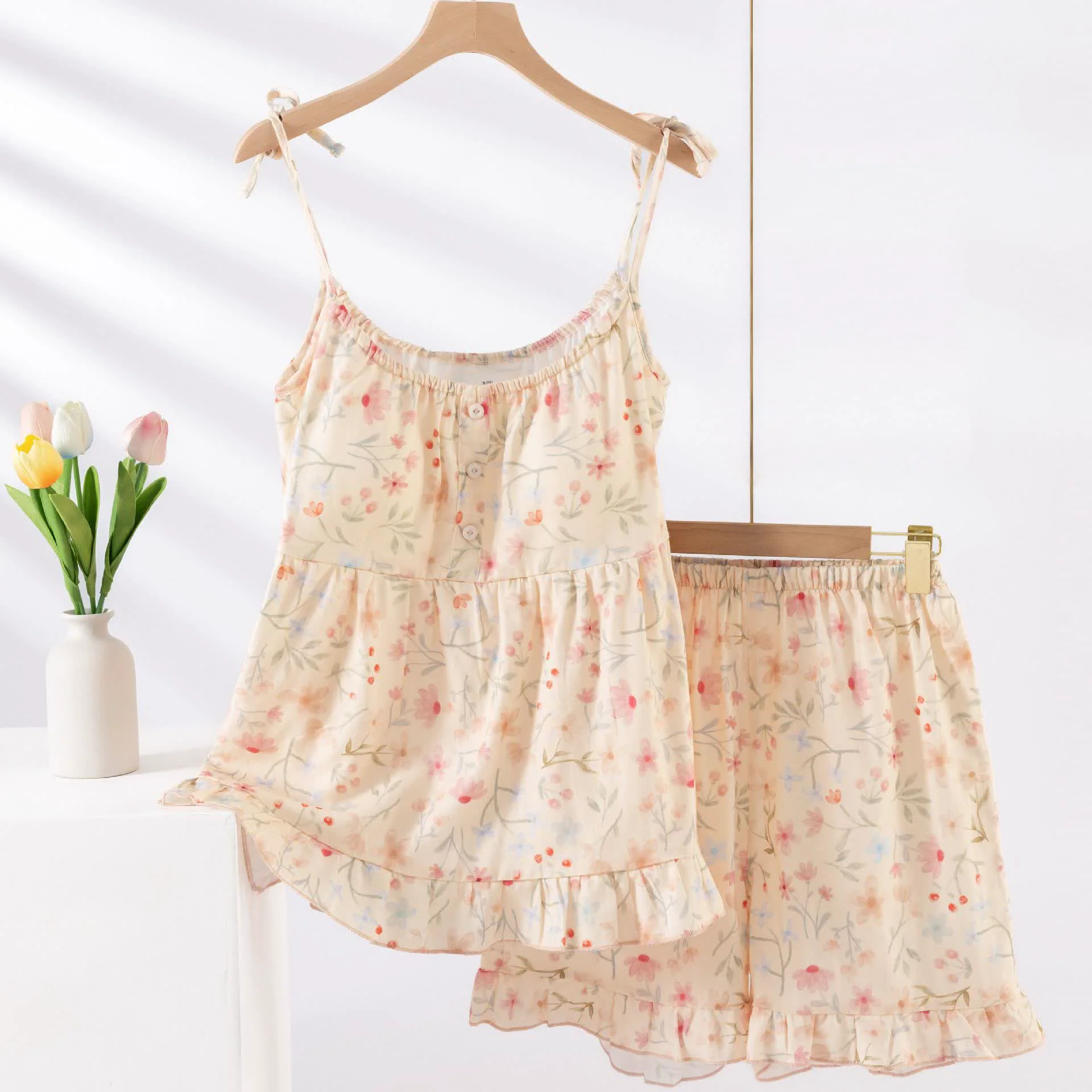 Premium Material Ownkoti Floral Cotton Camisole Shorts Pajama Set Proven
