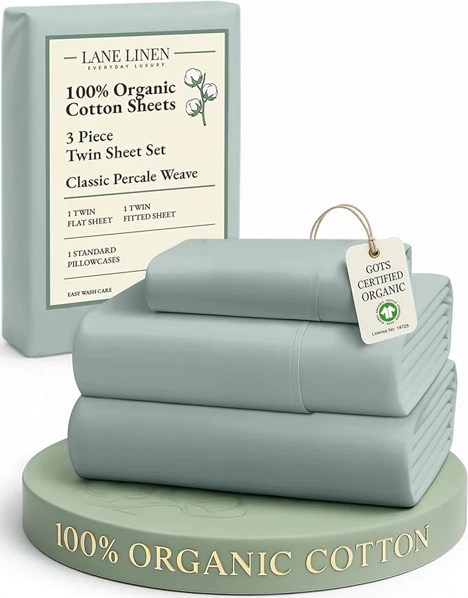 User-Friendly LANE LINEN Organic Cotton Twin Bed Sheet Set Mercerized Fully Elasticized Eco Friendly Sustainably Produced Bedding Sheets amp Pillowcase Set 15 quot Deep Pocket Twin Sheets - French Blue Fast