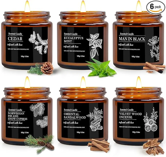 Effective Scented Candles for Men 6 Pack Candles for Home Scented 150 Hour Burn Time User-Friendly
