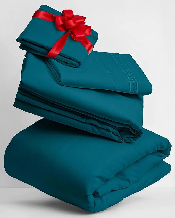 Sustainable Mellanni Twin XL Sheets Set - 3 PC Iconic Collection Bedding - Hotel Luxury Extra Soft Cooling Bed Sheets - Wrinkle Fade Stain Resistant Twin Extra Long Teal Premium