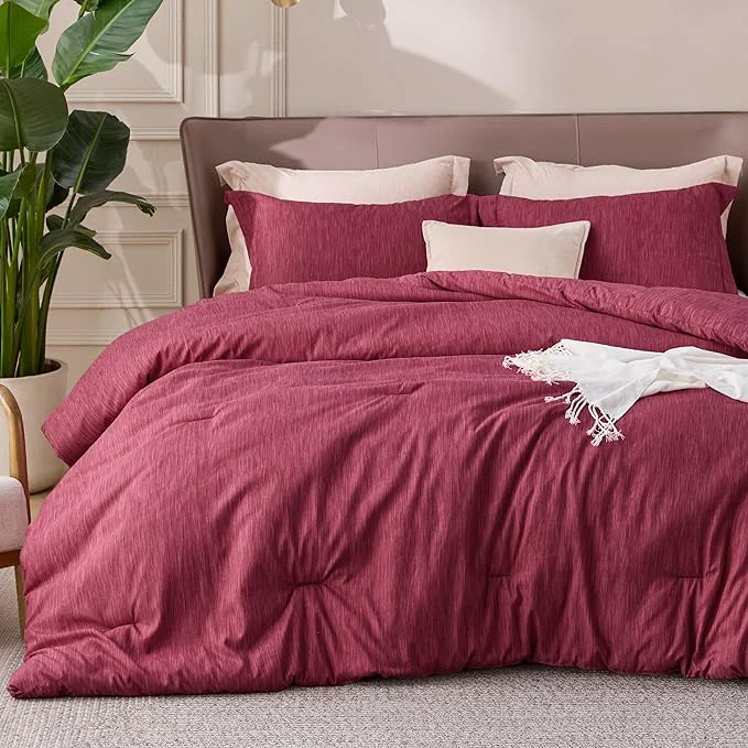 Next-Generation Bedsure King Size Comforter Set - Dark Red King Comforter Set Soft Bedding for All Seasons Cationic Dyed Bedding Set 3 Pieces 1 Comforter 104 quot x90 quot and 2 Pillow Shams 20 quot x36 quot 2 quot Healthy