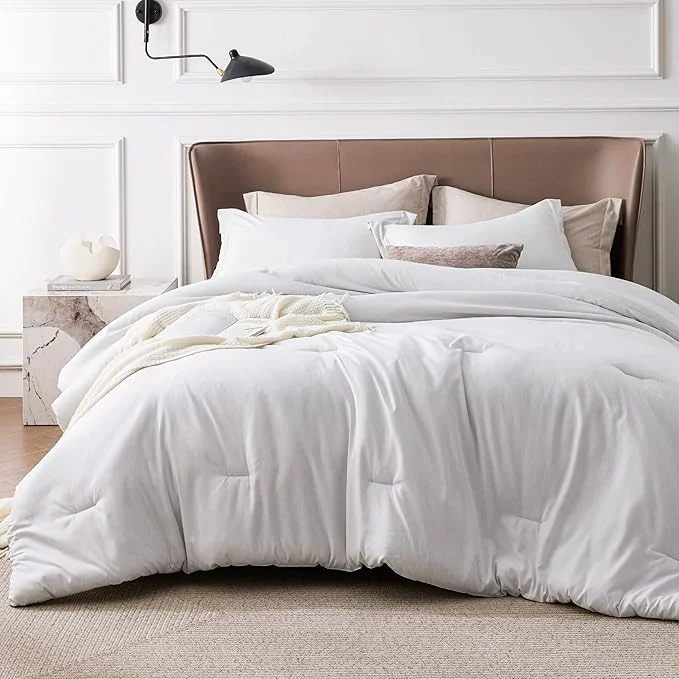 Lightweight Bedsure Queen Comforter Set - Grayish White Soft Bedding for All Seasons Cationic Dyed Bed Set 3 Pieces 1 Queen Size Comforter 90 quot x90 quot and 2 Pillow Shams 20 quot x26 quot 2 quot Recyclable