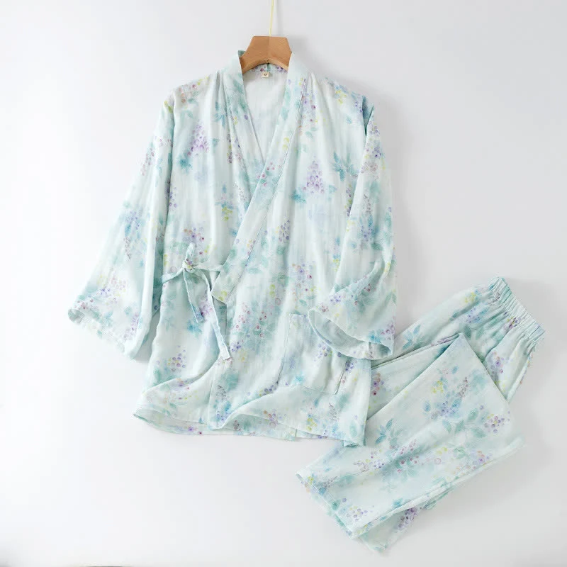 Certified Ownkoti Lilac Print Cotton Gauze Japanese Pajamas Sophisticated