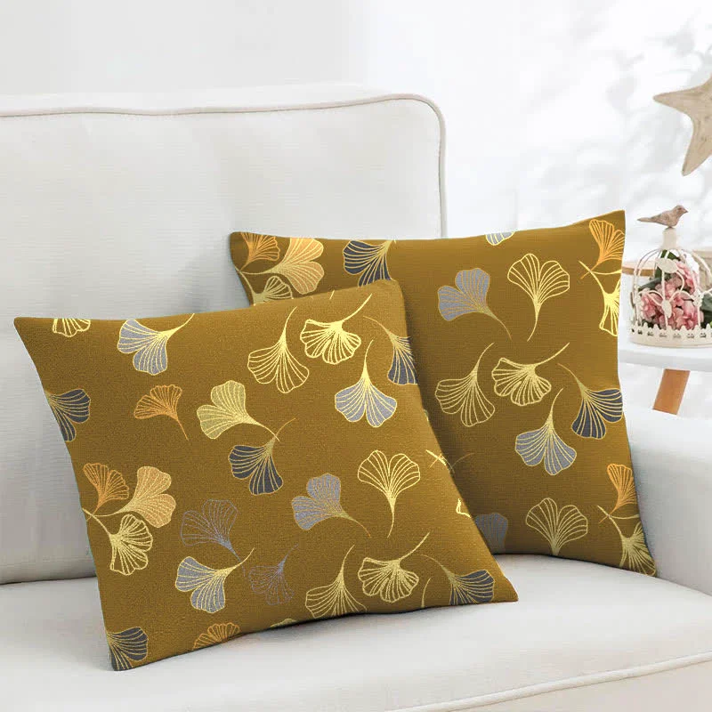 Practical Ownkoti Ginkgo Biloba Cotton Jacquard Square Pillowcases 2PCS Stylish