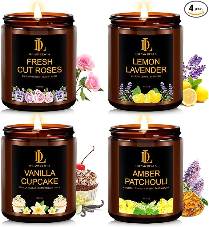 Relaxed 4 Pack Candles for Home Scented 28 oz Soy Aromatherapy Candle Set Candle Classic