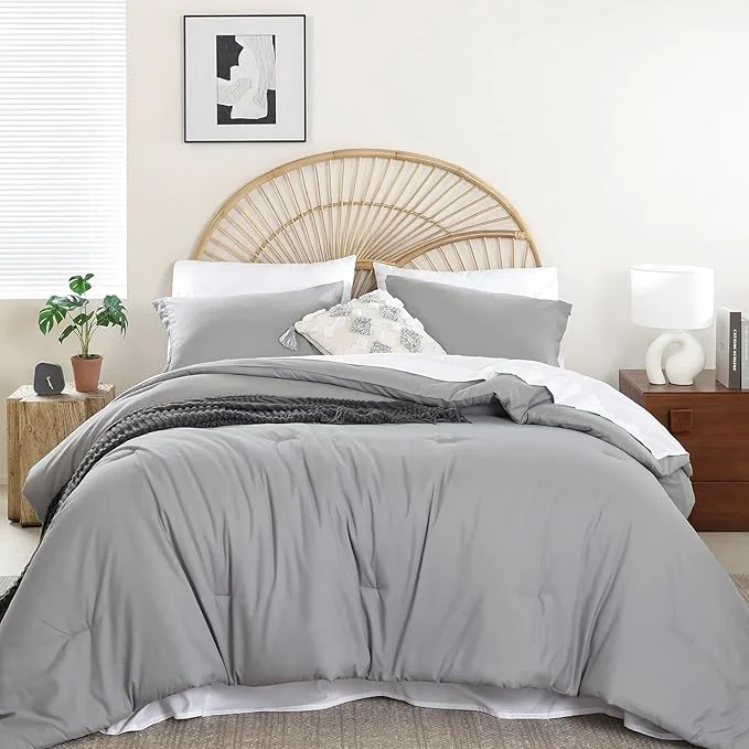 Dependable weigelia Twin Comforter Set Microfiber 5 Pieces Grey Twin Bedding Set All Season Soft Lightweight Comforter Set Bed in a Bag Twin Set with Comforters Flat amp Fitted Sheets Pillowcases amp Shams Prestigious