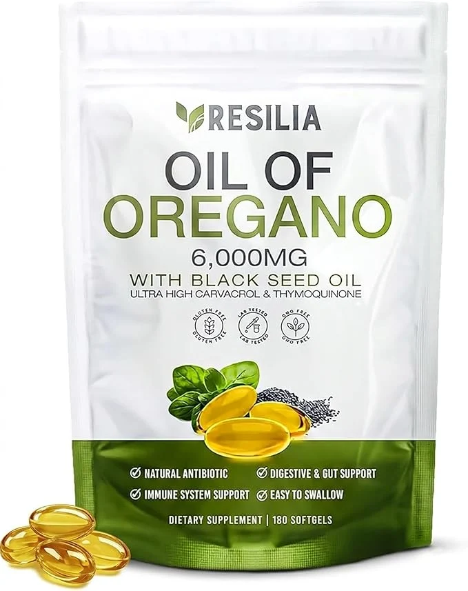 Genuine Resilia Softgels with Black Seed Oil 6000mg – Organic Oregano Oil Capsules Carefully Designed
