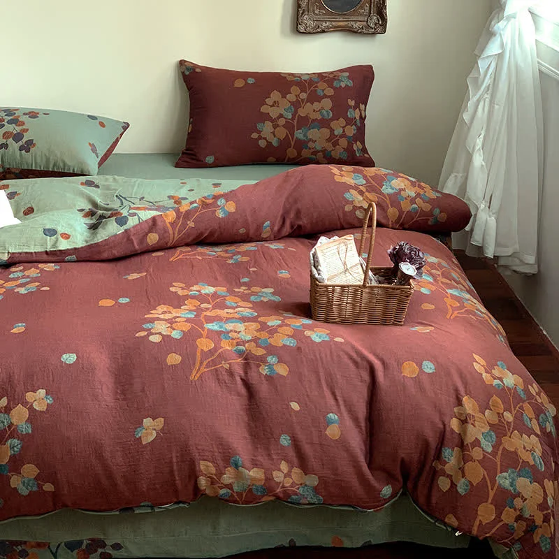 Superior Ownkoti Botanical Cotton Double Gauze Bedding Set 4PCS Clean